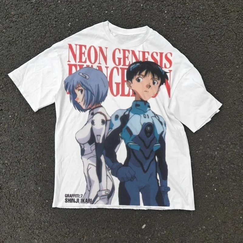 Anime Cosplay Title - T-shirt décontracté en coton blanc surdimensionné